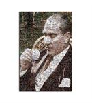 Atatürk Kahve İçerken Mozaik Kanvas Tablo 35x50cm