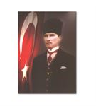 Atatürk Kalpaklı Bayraklı Kanvas Tablo 20x30cm