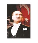 Atatürk Türk Bayraklı Kanvas Tablo 35x50cm