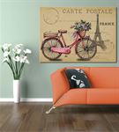 France Pembe Bisiklet Kanvas Tablo 50x70cm