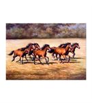 Kahverengi Koşan Atlar Kanvas Tablo 50x70cm