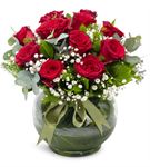 Love Bug Akvaryum Vazoda 11 Kırmızı Güller