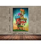 Renkli Evler Büyük Boy  Kanvas Tablo 100x150 cm