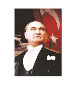 Atatürk Türk Bayraklı Kanvas Tablo 20x30cm