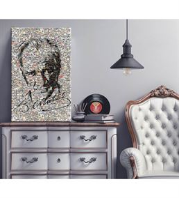 Atatürk ve İmzası Mozaik Kanvas Tablo 75x100cm