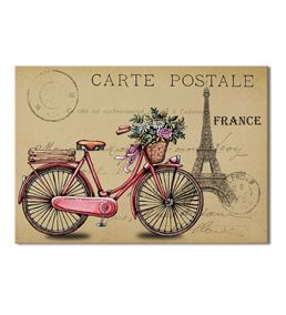 France Pembe Bisiklet 20x30 cm Kanvas Tablo