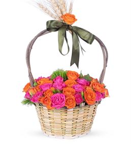 Martha Serisi Lovely Rengarenk Güller Çiçek Sepeti