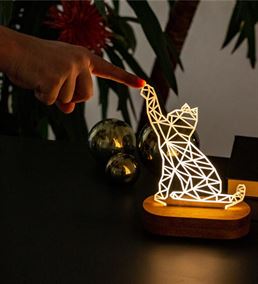 Geometrik Kedi Tasarımlı Led Lamba