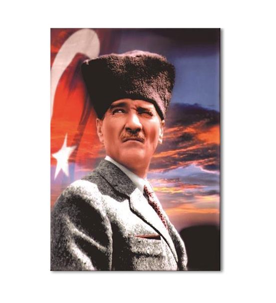 Atatürk Kalpaklı Ceketli Kanvas Tablo 60x90cm