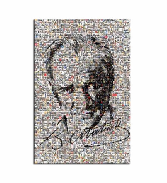 Atatürk ve İmzası Mozaik Kanvas Tablo 35x50cm