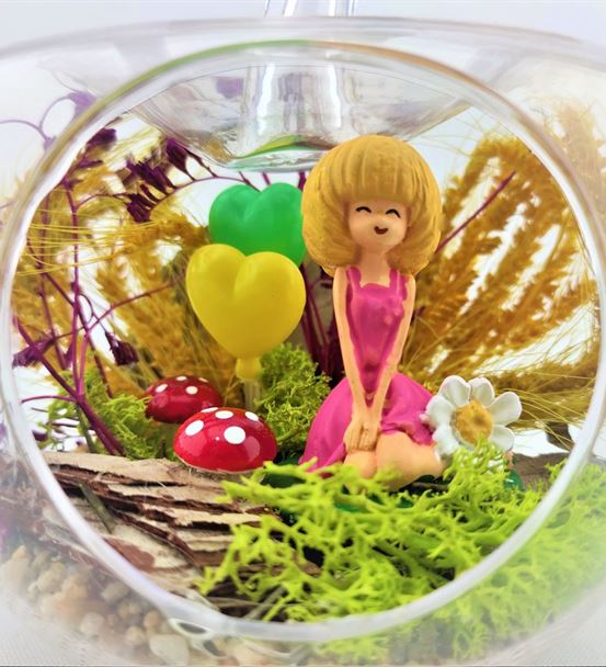 Balonlu Şeker Kız Kuru Çiçek Teraryum-Ebame0013