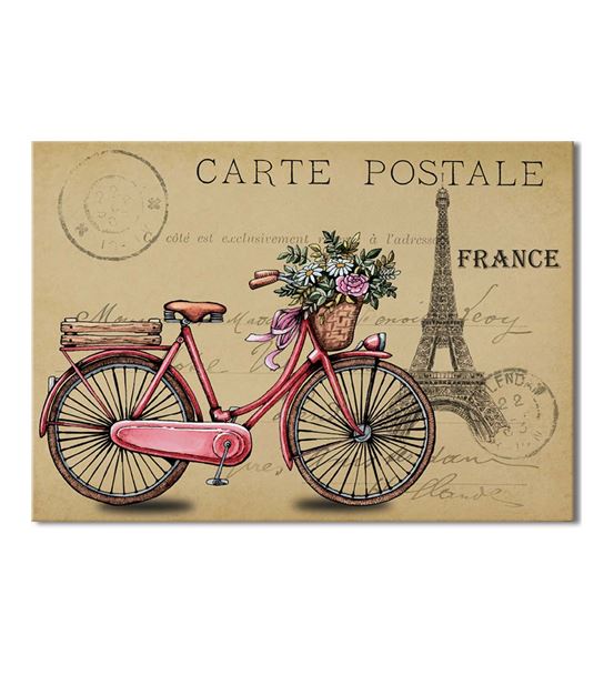 France Pembe Bisiklet Kanvas Tablo 60x90cm
