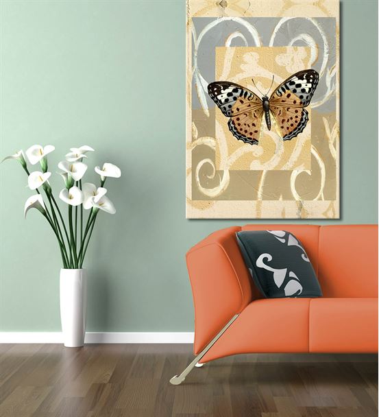 Kahverengi Kelebek Kanvas Tablo 35x50cm