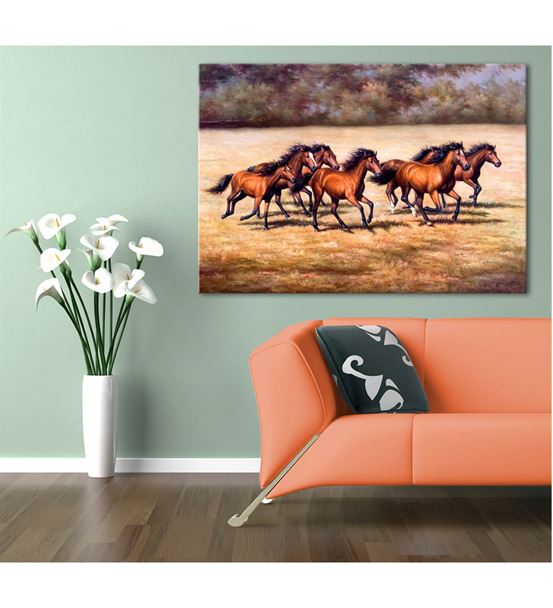 Kahverengi Koşan Atlar Kanvas Tablo 35x50cm