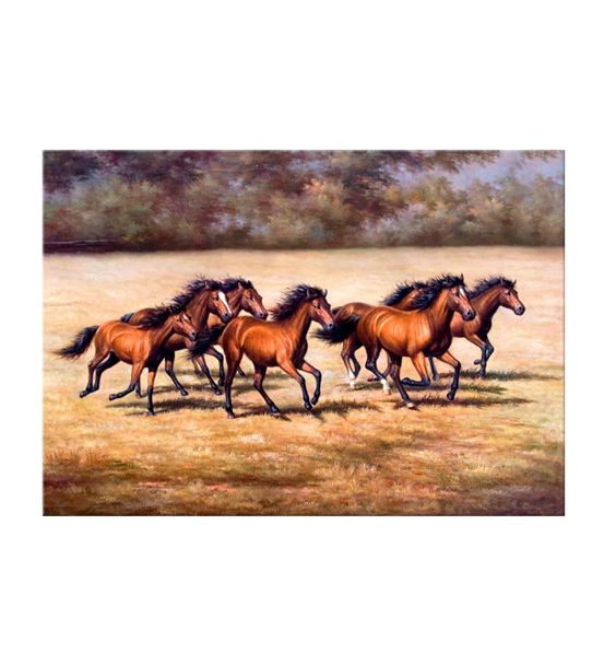 Kahverengi Koşan Atlar Kanvas Tablo 50x70cm