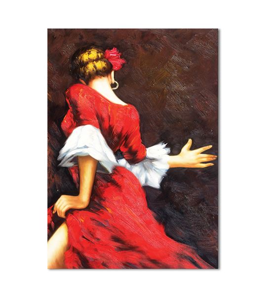 Kırmızı Elbiseli Dansçı Kadın Kanvas Tablo 60x90cm