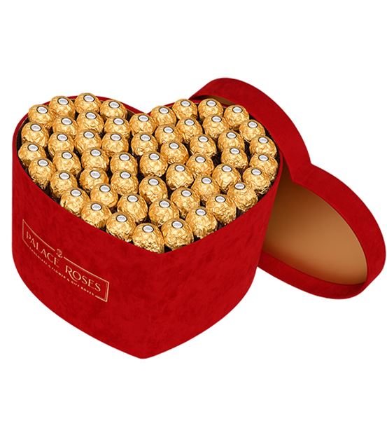 Kırmızı Kadife Kalp Kutuda Çikolatalar