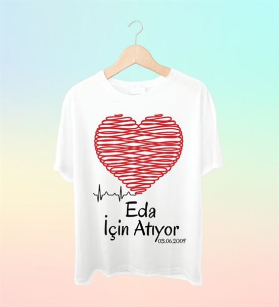 Kişiye Özel Baskılı Kalp Çizim Tshirt