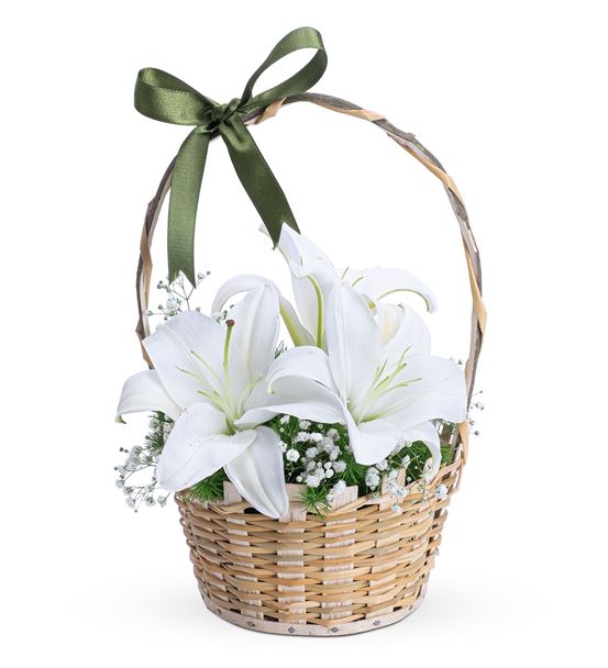 Martha Serisi Mis Kokulu Beyaz Lilyum Çiçek Sepeti