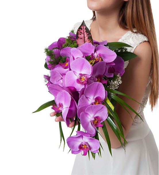Renk Güzeli Mor Orkide Gelin Buketi Çiçeği