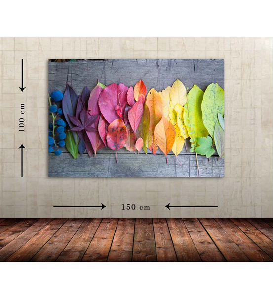 Renkli Yapraklar Büyük Boy Kanvas Tablo 100x150 cm