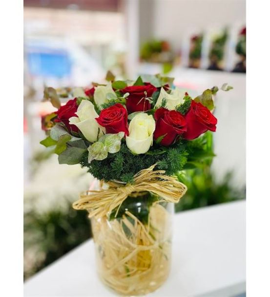 Vazoda Kırmızı Beyaz Güller