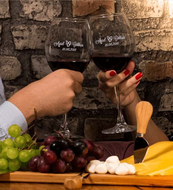 Düğün & Yıldönümü Hediyesi Toscana Şarap Kadeh Set