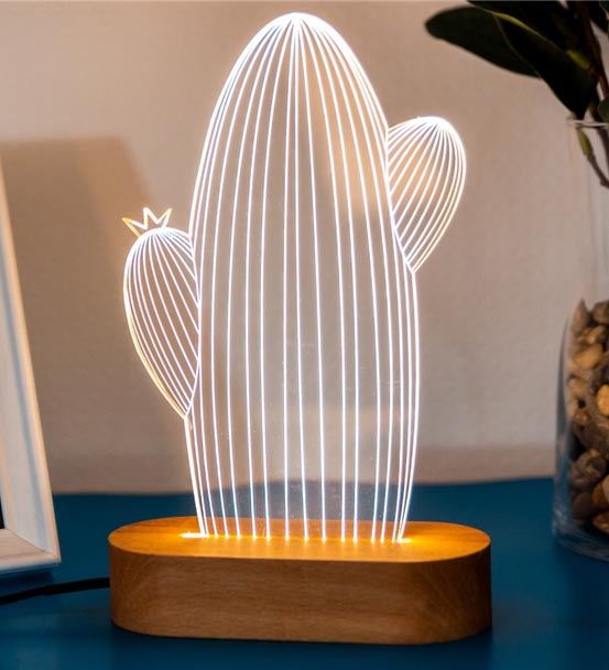 Kaktüs Tasarımlı 3D Led Lamba