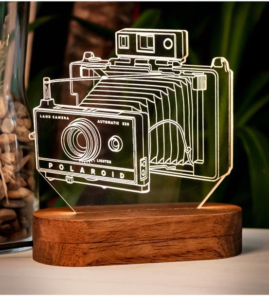Nostaljik Fotoğraf Makinesi Tasarımlı 3D Led Lamba